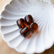 Cuentas de tubo de resina translúcida 16x14 mm - Ámbar jaspeado x4