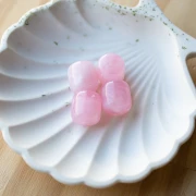 Cuentas de tubo de resina translúcida 16x14 mm - Rosa claro jaspeado x4