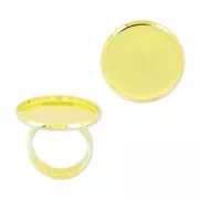 Anillo de láton Engaste fondo plano 25 mm dorado con oro fino x1
