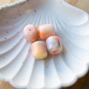 Cuentas de tubo de resina opaca 16x14 mm - Jaspeado Multicolor Nacarado x4