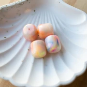 Cuentas de tubo de resina opaca 16x14 mm - Perla multicolor jaspeada x4