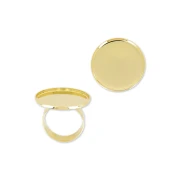 Anillo de latón con cabujón de base plana redonda de 20 mm - Dorado en oro fino x1