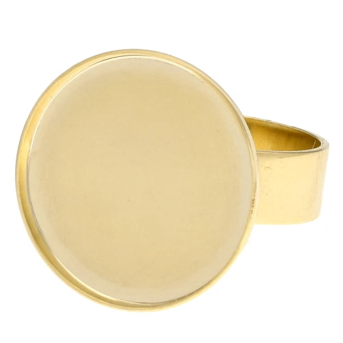 Anillo de latón con cabujón de base plana redonda de 20 mm - Dorado en oro fino x1