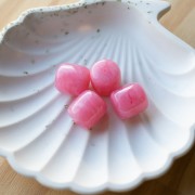 Cuentas de tubo de resina translúcida 16x14 mm - Rosa oscuro jaspeado x4