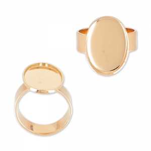 Anillo de láton Engaste fondo plano 18x13 mm dorado rose x1