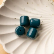 Cuentas de tubo de resina opaca 16x14 mm - Azul pavo real x4