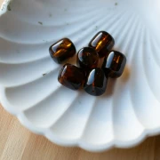 Cuentas de tubo de resina translúcida 12x11 mm - Ámbar jaspeado x6