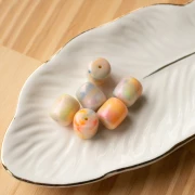 Cuentas de tubo de resina opaca 12x11 mm - Perla multicolor jaspeada x6