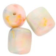 Cuentas de tubo de resina opaca 12x11 mm - Jaspeado Multicolor Nacarado x6