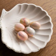 21x15 mm Cuenta con forma de oliva en resina opaca - Perla multicolor jaspeada x1