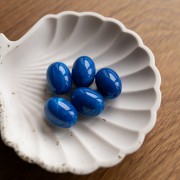 21x15 mm Cuenta con forma de oliva en resina opaca - Azul real jaspeado x1