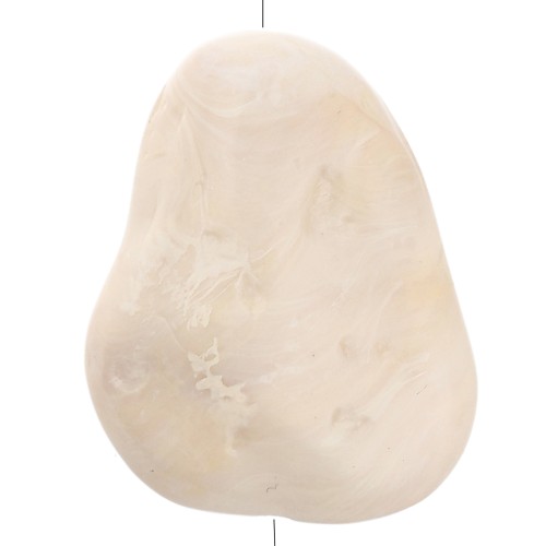 Cuenta plana irregular texturada 29x24 mm en resina opaca - Crema jaspeado x1