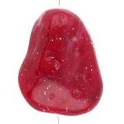 Cuenta plana irregular texturada 29x24 mm en resina - Rojo oscuro jaspeado con purpurina|raw }}