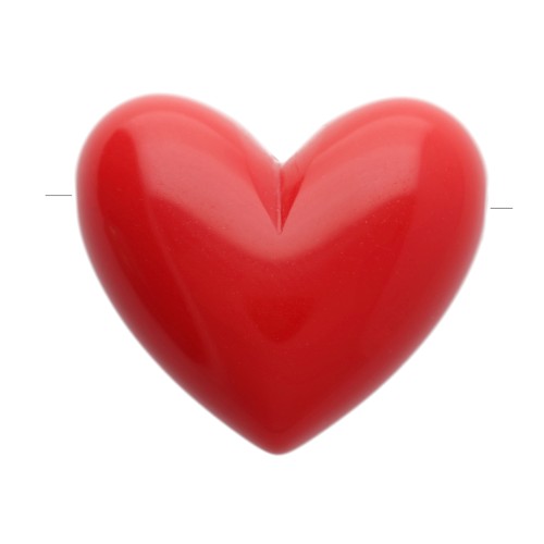 Cuentas corazón de resina opaca 13x15 mm - agujero horizontal - Rojo oscuro x6