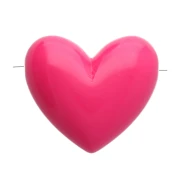 Cuentas corazón de resina opaca 13x15 mm - agujero horizontal - rosa fucsia x6