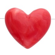 Cuentas corazón de resina opaca 13x15 mm - agujero horizontal - granadina jaspeada x6