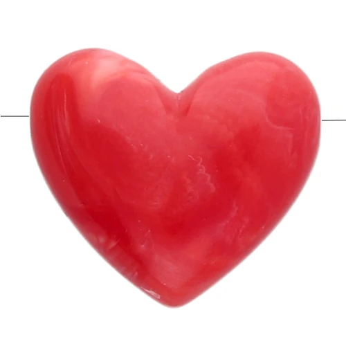 Cuentas corazón de resina opaca 13x15 mm - agujero horizontal - granadina jaspeada x6
