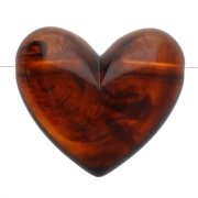 Perle coeur 15.5x18 mm en résine translucide - trou horizontal - Ambre marbré x1