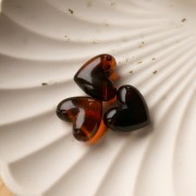 Cuenta corazón de resina transparente 15,5x18 mm - agujero horizontal - Ámbar jaspeado x1