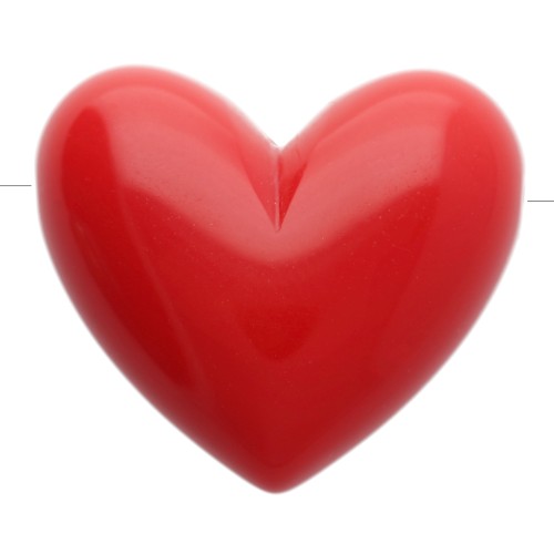 Cuenta corazón de resina transparente 15,5x18 mm - agujero horizontal - Rojo oscuro x1