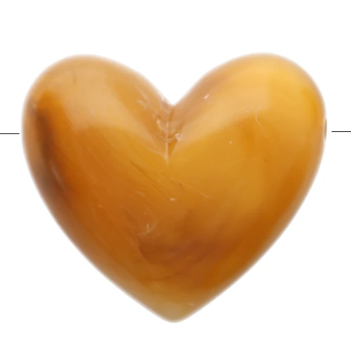 Cuenta corazón resina translúcida 15.5x18mm - agujero horizontal - Albaricoque jaspeado x1