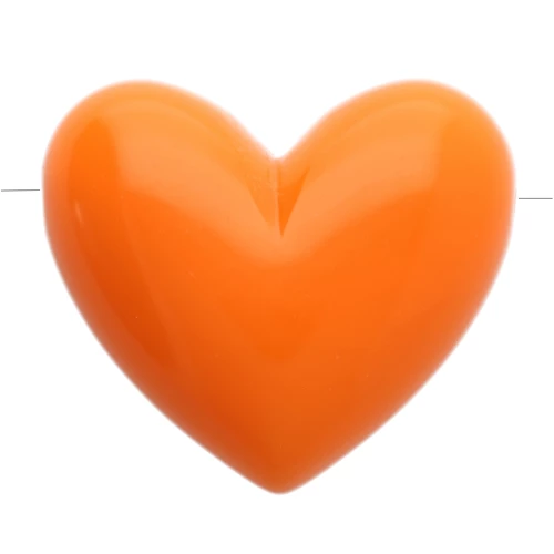 Cuenta corazón resina opaca 15,5x18 mm - agujero horizontal - Naranja x1