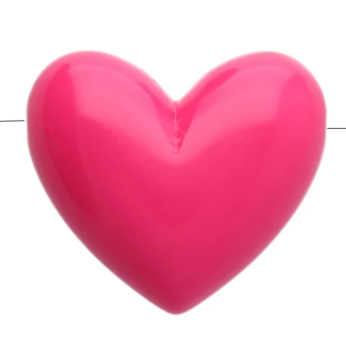 Cuenta corazón resina opaca 15,5x18 mm - agujero horizontal - rosa fucsia x1