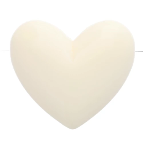 Cuenta corazón resina opaca 15,5x18 mm - agujero horizontal - Crudo x1