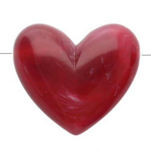 Cuenta corazón resina translúcida 15,5x18 mm - agujero horizontal - Granate jaspeado x1