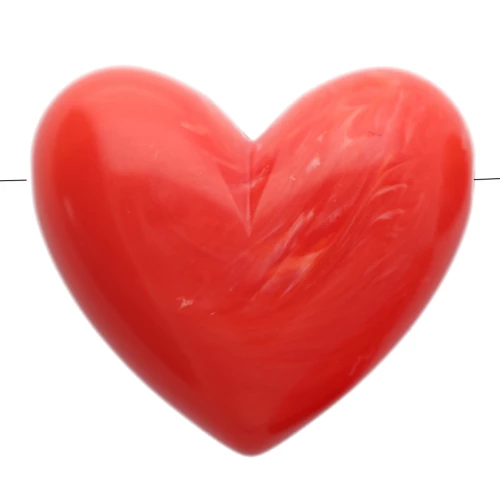 Cuenta corazón 15,5x18 mm resina opaca - agujero horizontal - granadina jaspeada x1