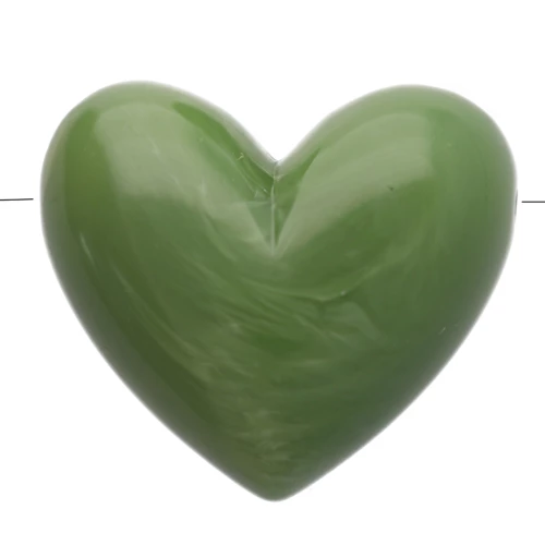 Cuenta corazón resina opaca 15,5x18 mm - agujero horizontal - jaspeado caqui x1