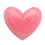 Cuenta corazón 15.5x18mm resina translúcida - agujero horizontal - Rosa Oscuro jaspeado x1