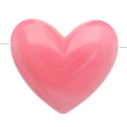 Perle coeur 15.5x18mm résine translucide - trou horizontal - Rose foncé marbré x1