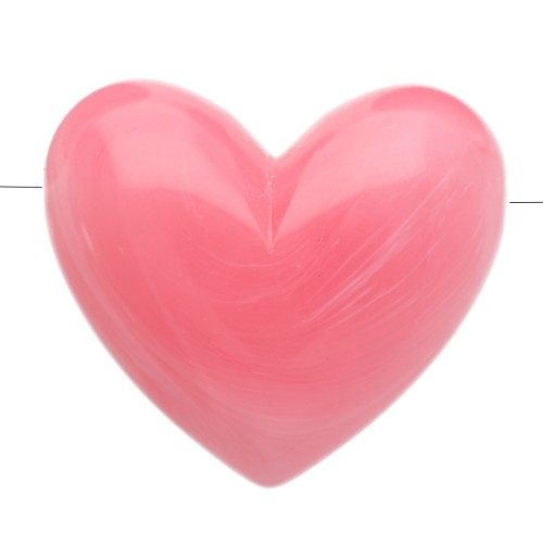 Cuenta corazón 15.5x18mm resina translúcida - agujero horizontal - Rosa Oscuro jaspeado x1