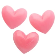 Cuenta corazón 15.5x18mm resina translúcida - agujero horizontal - Rosa Oscuro jaspeado x1