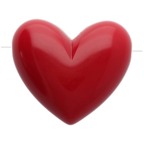 Cuenta corazón de resina opaca 15,5x18 mm - agujero horizontal - rojo carmín x1