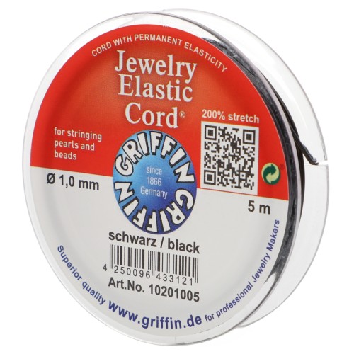 Cordón elástico Stretch Magic de 1 mm - Negro x5m