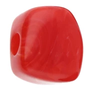 Cuenta cubo irregular 15x13 mm en resina opaca - Mármol Rojo x1