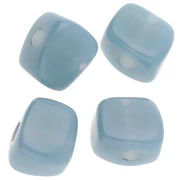 Cuenta cubo irregular 15x13 mm en resina transparente - Azul celadón x1