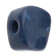 Cuenta cubo irregular 15x13 mm en resina opaca - Azul jaspeado jean x1