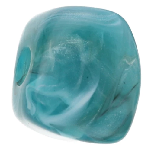 Cuenta cubo irregular 15x13 mm en resina opaca - Mármol Azul x1