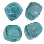 Cuenta cubo irregular 15x13 mm en resina opaca - Mármol Azul x1