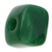 Cuenta cubo irregular 15x13 mm en resina opaca - Abeto verde jaspeado x1