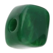 Cuenta cubo irregular 15x13 mm en resina opaca - Abeto verde jaspeado x1