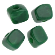 Cuenta cubo irregular 15x13 mm en resina opaca - Abeto verde jaspeado x1