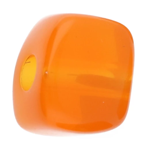 Cuenta cubo irregular 15x13 mm en resina transparente - Naranja x1