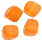 Cuenta cubo irregular 15x13 mm en resina transparente - Naranja x1