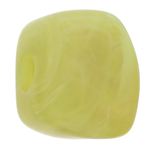Cuenta cubo irregular 15x13 mm en resina opaca - Cal jaspeada mate x1