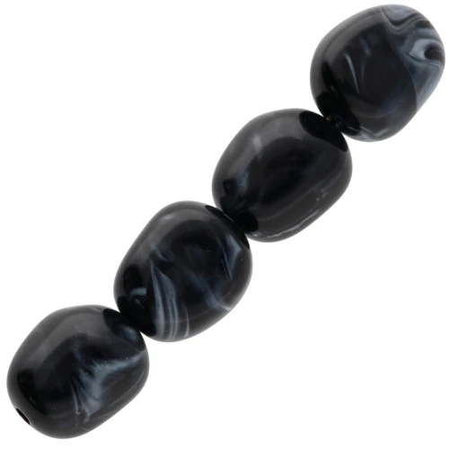 Cuentas acrílicas opacas irregulares 12x10 mm - Negro jaspeado x10