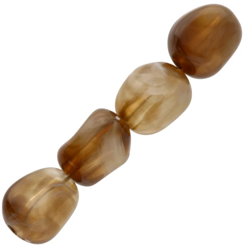 Cuentas acrílicas transparentes irregulares 12x10 mm - Marrón claro jaspeado x10